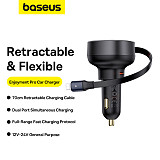 Baseus Enjoyment Pro Car Charger C/U +Retractable  C & iP/Type-C Cable 60W/55W For Car 