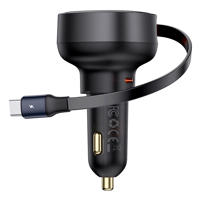Baseus Enjoyment Pro Car Charger C/U +Retractable  C & iP/Type-C Cable 60W/55W For Car