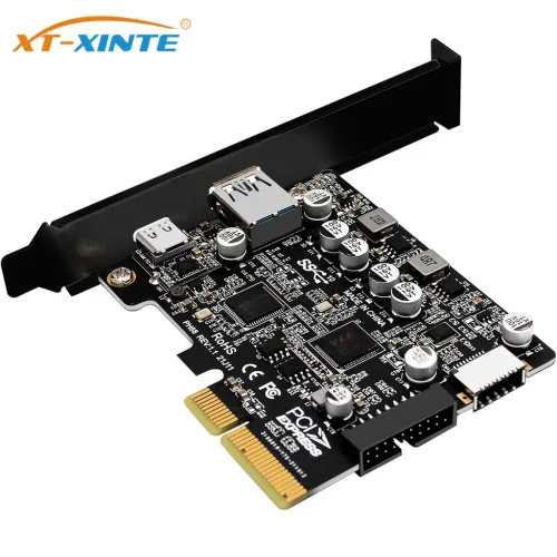 PCIe3.0 to USB3.2 Adapter Card Type-C Front 10Gbps PCI Express PCI-E USB 3.2 Controller Add on Card TypeE 19P/20P Expansion Card