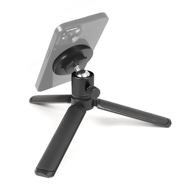 Magnetic Base Mobile Phone Holder 1/4  Screw Tripod 360 Rotating Mini Ball Head Mount Kit for iPhone 12 13 14 Pro Magnet Stand