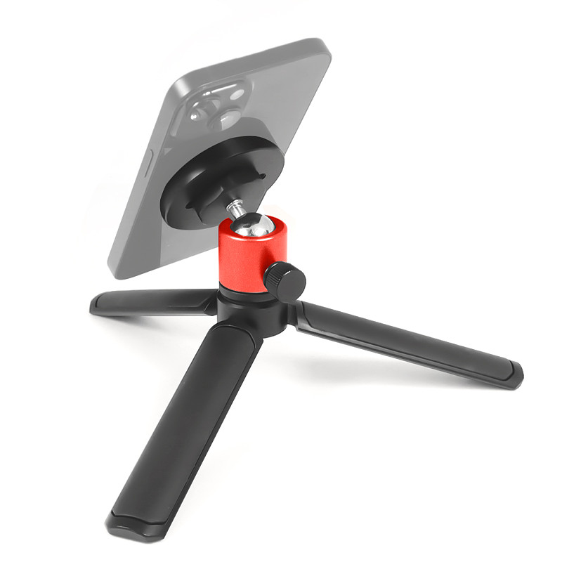 Magnetic Base Mobile Phone Holder 1/4  Screw Tripod 360 Rotating Mini Ball Head Mount Kit for iPhone 12 13 14 Pro Magnet Stand