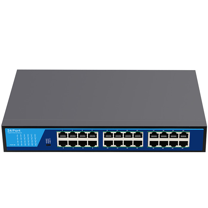 24-port 10/100/1000Mbps Gigabit Unmanaged Switch RJ45 Adaptive Port Auto MDI/MDIX 56Gbps VLAN Isolation Hub Monitor Extender