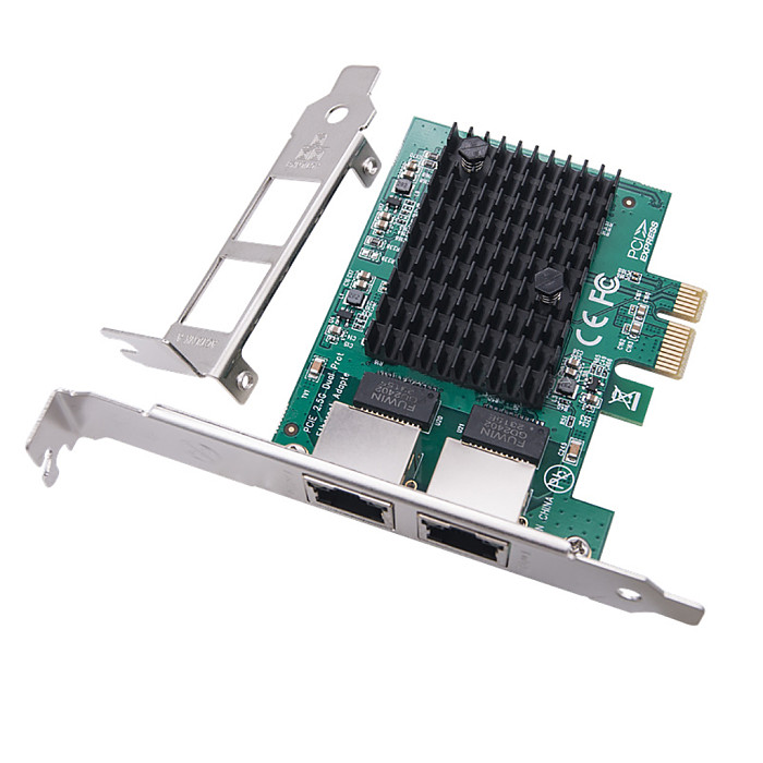 PCI-E X1 2.5G 10/100/1000Mbps Gigabit Server Network Card RTL8125BG Dual-Port RJ45 Ethernet Network Adapter Card for PC Desktop