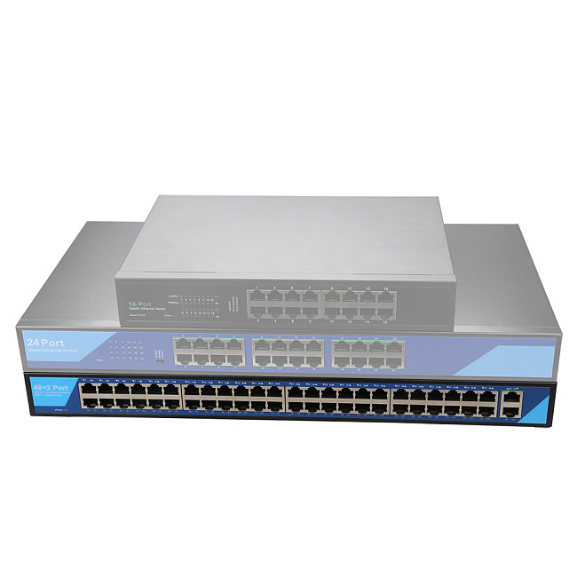 48-port 10/100Mbps+2-port Gigabit Unmanaged Switch RJ45 port Auto MDI/MDIX 10/100/1000Mbps Switch Support IEEE802.3x IEEE 802.3u
