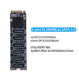M.2 To SATA 3.0 Riser Card M2 M-KEY PCI-E Expansion Card 5/6 Port SATA3.0 6Gbps Converter for NVME NGFF To SATA SSD Adapter Card