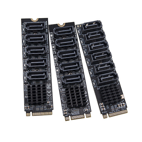 M.2 To SATA 3.0 Riser Card M2 M-KEY PCI-E Expansion Card 5/6 Port SATA3.0 6Gbps Converter for NVME NGFF To SATA SSD Adapter Card
