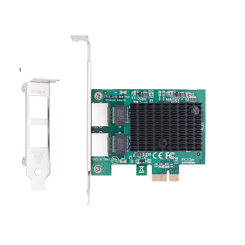 PCI-E X1 2.5G 10/100/1000Mbps Gigabit Server Network Card RTL8125BG Dual-Port RJ45 Ethernet Network Adapter Card for PC Desktop