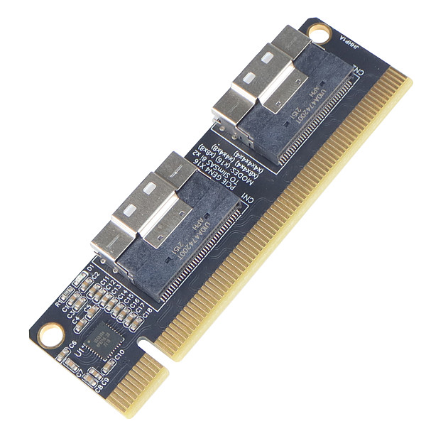PCIe 4.0 x16 To 4 Ports NVMe-compatible Expansion Card PCI-E 4.0 16x To SlimSAS 8i x2 SFF8654 Graphics Card SSD Adapter Card