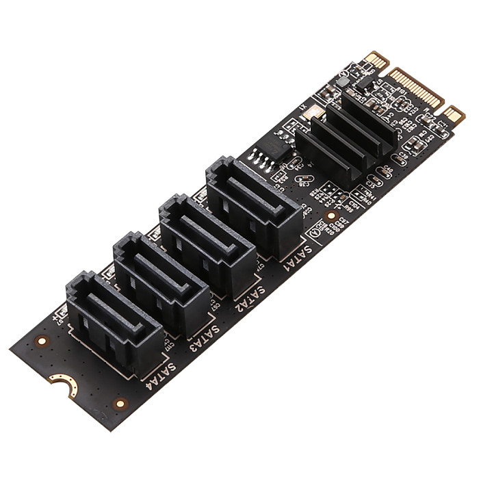 Expansion Card 4 Ports for SATA III M.2 for NVME KEY-M B-KEY PCIE Computer Expansion Adapter Card Accessories