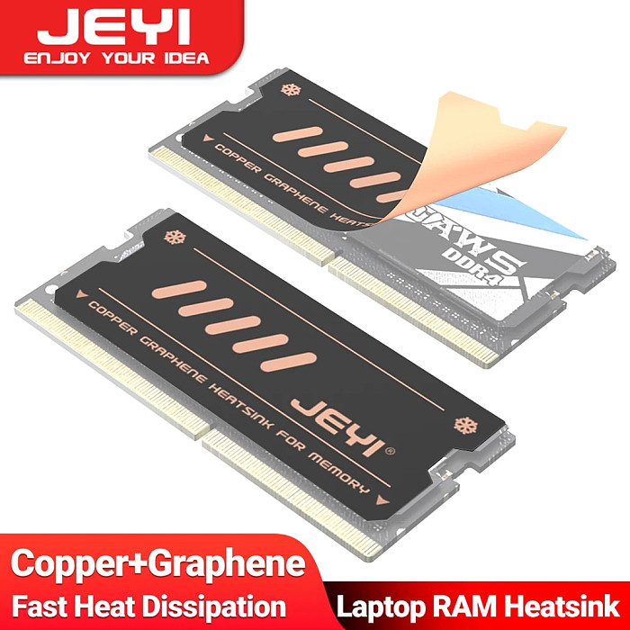 JEYI Graphene Laptop RAM Heatsink Dual-Layer Graphene and Copper Foil Design Cooler Memory Radiator for DDR5 DDR4 DDR3 DDR2