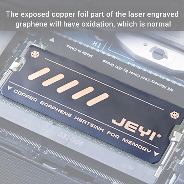 JEYI Graphene Laptop RAM Heatsink Dual-Layer Graphene and Copper Foil Design Cooler Memory Radiator for DDR5 DDR4 DDR3 DDR2