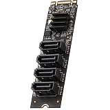 Expansion Card 4 Ports for SATA III M.2 for NVME KEY-M B-KEY PCIE Computer Expansion Adapter Card Accessories
