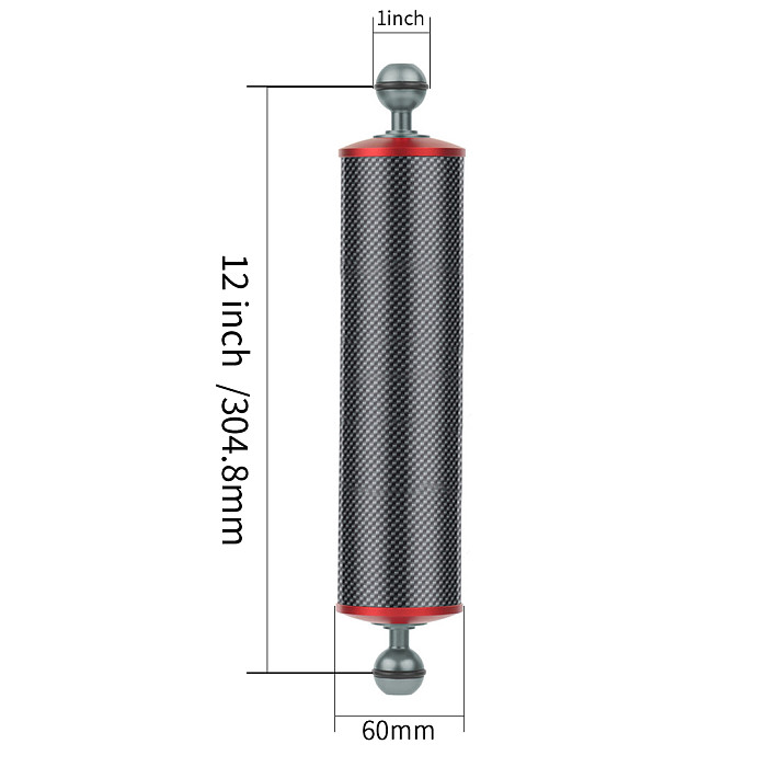 D60mm Carbon Fiber Float Buoyancy Aquatic Arm Dual Ball Head 5  8  10  12  for GoPro11 SLR Camera Underwater Diving Tray Bracket