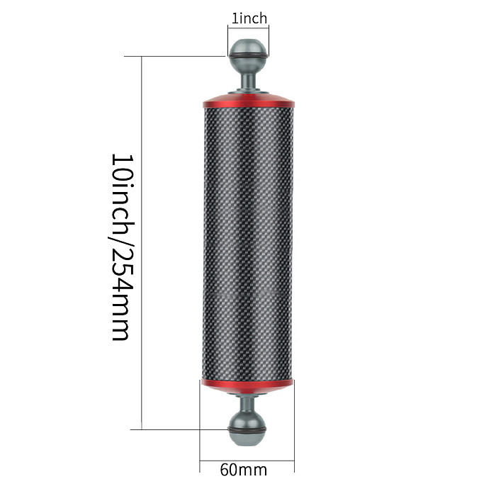 D60mm Carbon Fiber Float Buoyancy Aquatic Arm Dual Ball Head 5  8  10  12  for GoPro11 SLR Camera Underwater Diving Tray Bracket