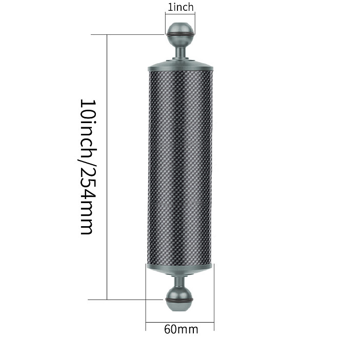 D60mm Carbon Fiber Float Buoyancy Aquatic Arm Dual Ball Head 5  8  10  12  for GoPro11 SLR Camera Underwater Diving Tray Bracket