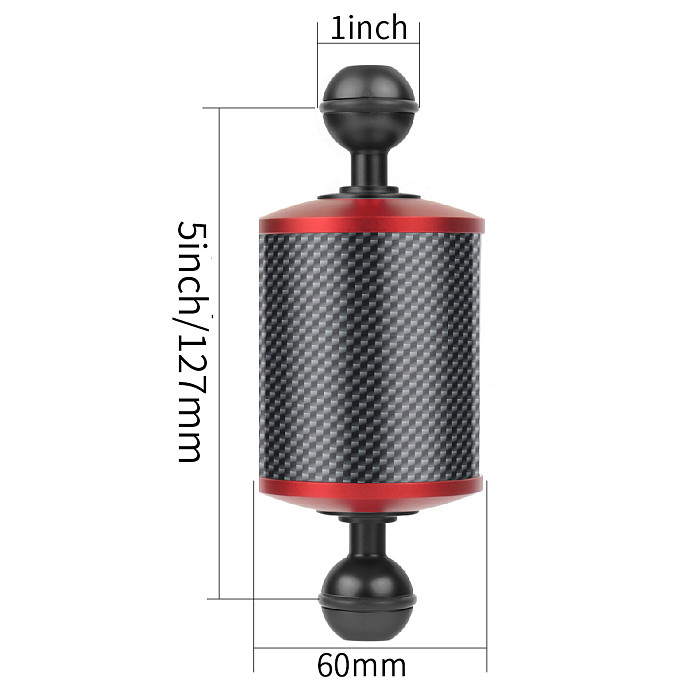 D60mm Carbon Fiber Float Buoyancy Aquatic Arm Dual Ball Head 5  8  10  12  for GoPro11 SLR Camera Underwater Diving Tray Bracket