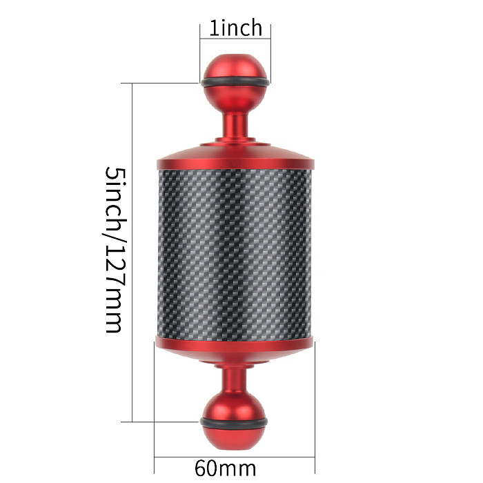 D60mm Carbon Fiber Float Buoyancy Aquatic Arm Dual Ball Head 5  8  10  12  for GoPro11 SLR Camera Underwater Diving Tray Bracket