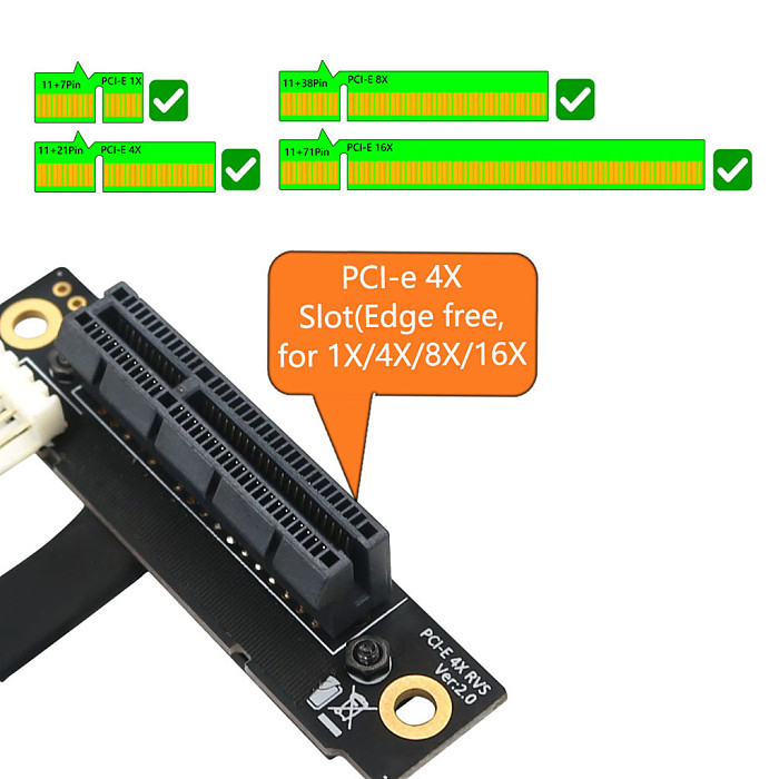 M.2 NGFF Dual Key A-E To PCI-E 1X 4X 8X 16X Adapter Convert Cable with 4Pin FDD Power Connector for PCI-E Tester Extender 270 °
