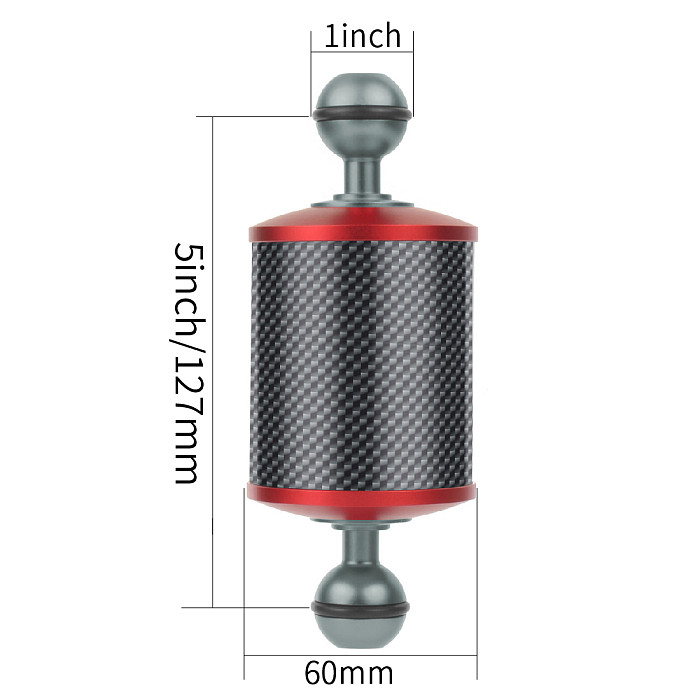 D60mm Carbon Fiber Float Buoyancy Aquatic Arm Dual Ball Head 5  8  10  12  for GoPro11 SLR Camera Underwater Diving Tray Bracket