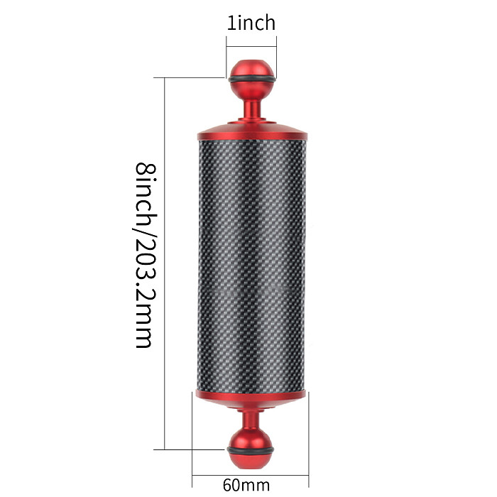 D60mm Carbon Fiber Float Buoyancy Aquatic Arm Dual Ball Head 5  8  10  12  for GoPro11 SLR Camera Underwater Diving Tray Bracket