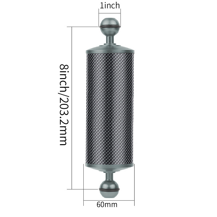 D60mm Carbon Fiber Float Buoyancy Aquatic Arm Dual Ball Head 5  8  10  12  for GoPro11 SLR Camera Underwater Diving Tray Bracket