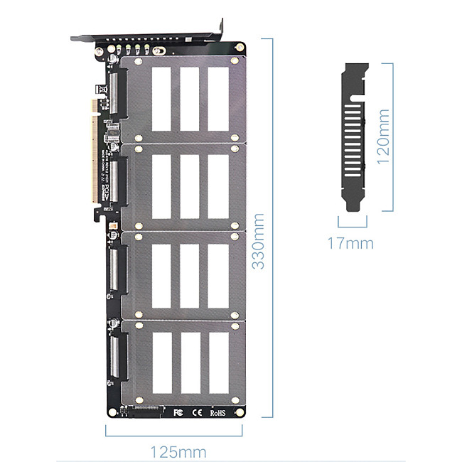 JEYI PCIE X8/X16 2/4 Disk U.2 Adapter Card 2U2X8/4U2X16 SSD PCI-E 4.0 X8/X16 Riser Card for Windows 10/8/Linux Conversion Card