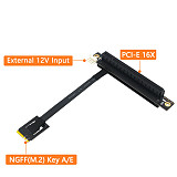 M.2 NGFF Dual Key A-E To PCI-E 1X 4X 8X 16X Adapter Convert Cable with 4Pin FDD Power Connector for PCI-E Tester Extender 270 °