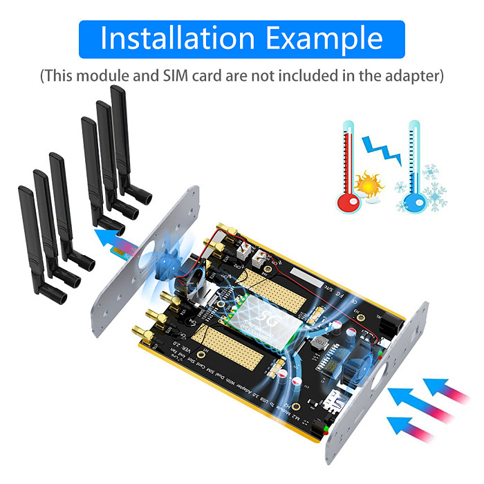 For NGFF(M.2) 4G/5G Module to USB3.0 Adapter with Dual SIM Card Slot Support 3042/3052/5364 M.2 Key B SIM/MicroSIM/NANO SIM Card