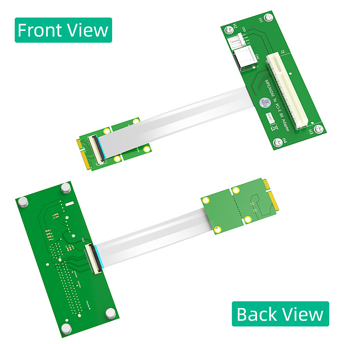 Mini PCI-E to PCI-E Express X4 X8 with USB Riser Card High Speed FPC Cable Magnetic Pad (Vertical or Horizontal Installation)