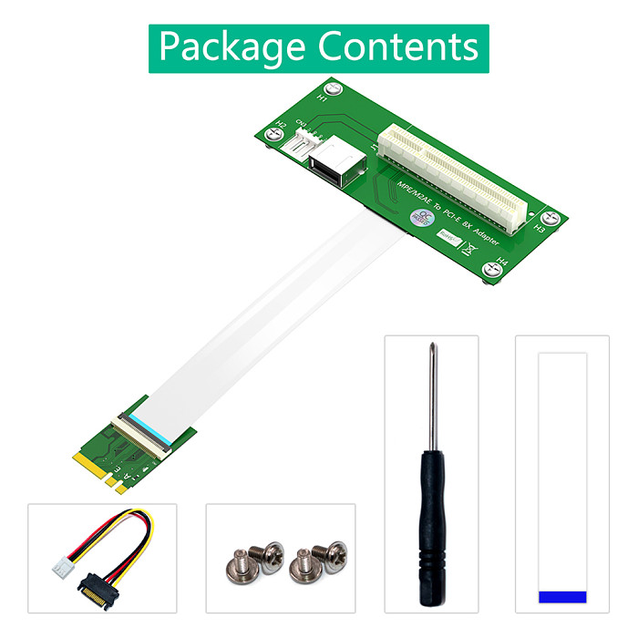 For NGFF M.2 Key A/E  to PCI-E Express X4 X8 Cable USB Riser Card With FPC Cable Magnetic Pad Horizontal Vertical Installation