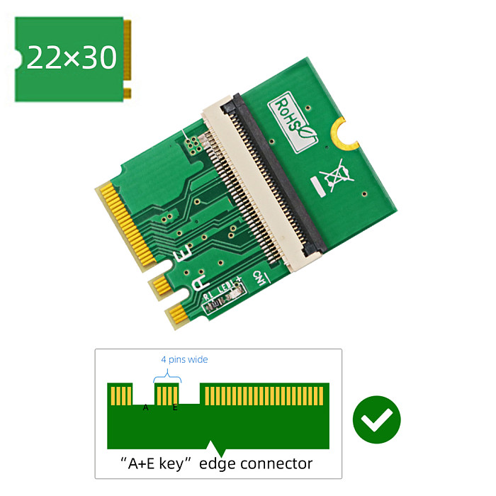 For NGFF M.2 Key A/E  to PCI-E Express X4 X8 Cable USB Riser Card With FPC Cable Magnetic Pad Horizontal Vertical Installation