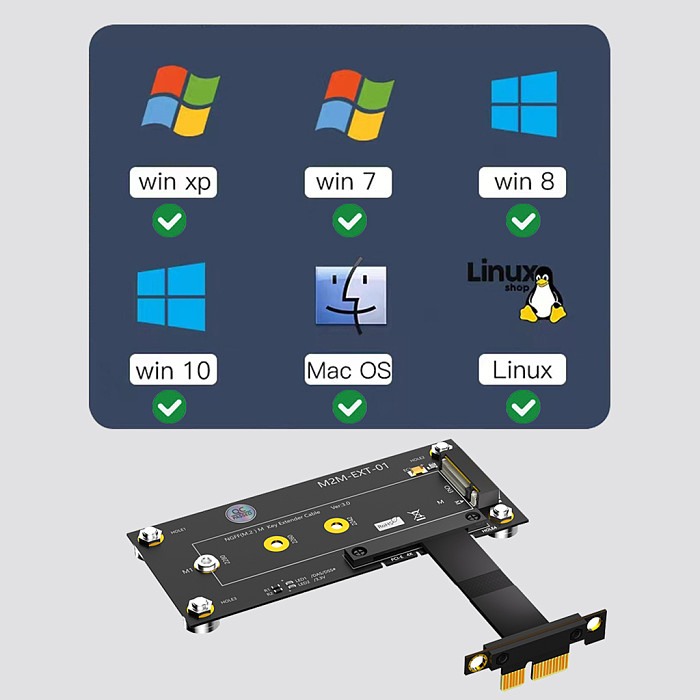 For M.2 NGFF NVME M-key SSD to PCI- E 1X 4X Extension Cable With Magnetic Pad Support 2230/2242/2260/2280 M.2 SSD for Desktop PC