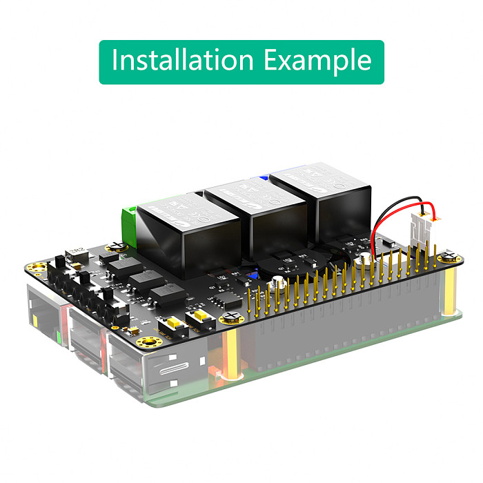RPi Power Relay Board Expansion Module With Dual Cooling Fans And Automatic Color Changing LED
