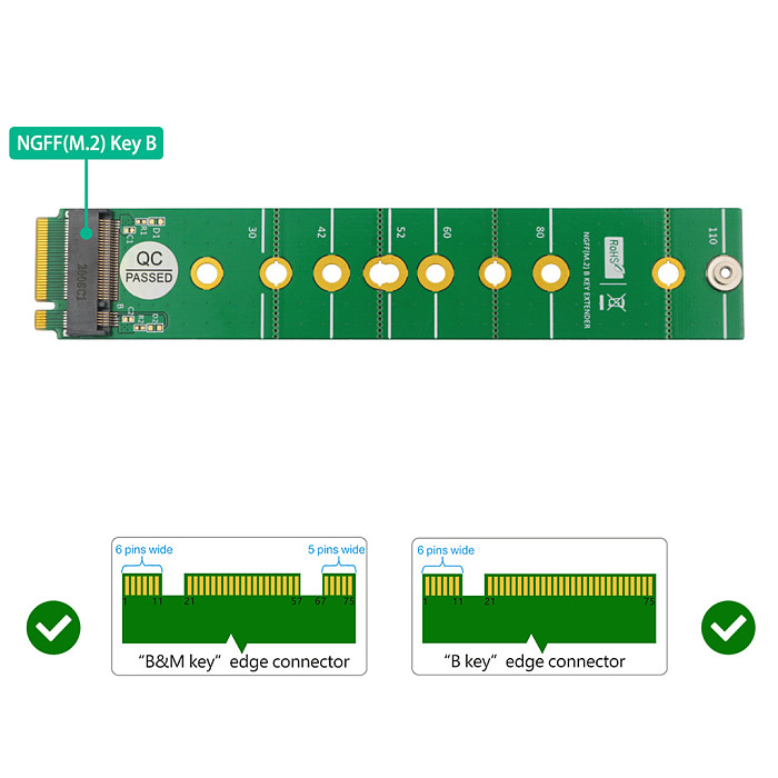 NGFF M.2 B Key Adapter Card SATA Bus SSD To B Key Slot 2230/2242/2252/2260/2280/22110 Expansion Board
