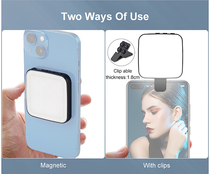 Mini Magnetic Pocket Light for MagSafe for iPhone 12 13 14 15 Series LED Cube Fill Light Lamp with Clip Livestream Video Light