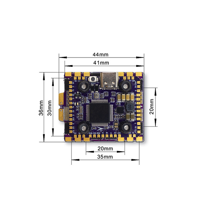 FlyColor Raptor5 Mini Flight Controller 4-in-1 ESC Tower 60A, Suitable For Drone FPV Quadcopter Aircraft