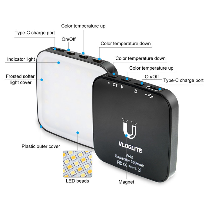 Mini Magnetic Pocket Light for MagSafe for iPhone 12 13 14 15 Series LED Cube Fill Light Lamp with Clip Livestream Video Light
