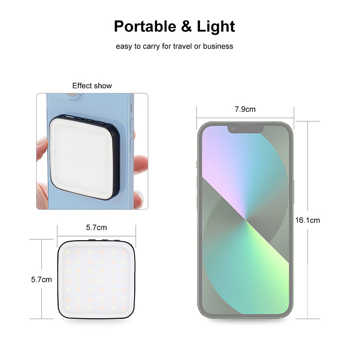 Mini Magnetic Pocket Light for MagSafe for iPhone 12 13 14 15 Series LED Cube Fill Light Lamp with Clip Livestream Video Light