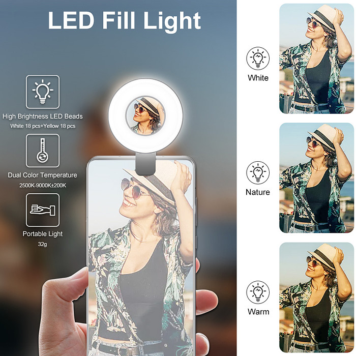 Mini Magnetic Pocket Light for MagSafe for iPhone 12 13 14 15 Series LED Cube Fill Light Lamp with Clip Livestream Video Light
