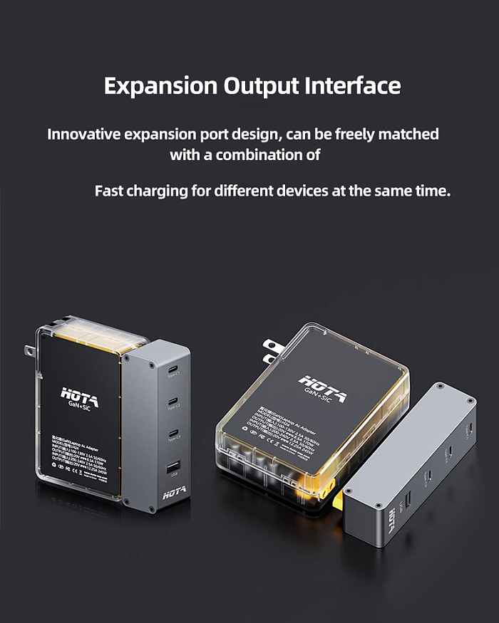 HOTA P24/H24-248W Charger Multi-port PD Quick Charge Type C for Mobile Phone Laptop Tablet Bluetooth-compatible Headset USB