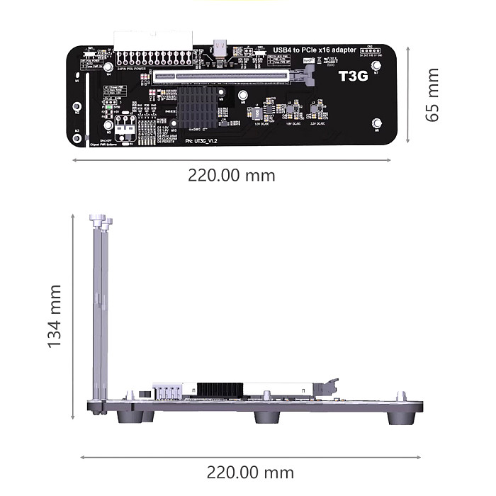 UT3G For NUC ITX STX Nootbook PC Graphics Card External USB4 to PCIex16 connector eGPU Adapter Support Thunderbolt4/3-Compatible