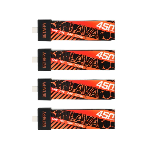 (4PCS)BETAFPV LAVA 1S 450mAh 75C Battery Equipped With a BT2.0 Connector And The Z-Folding Process