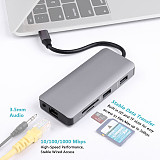 USB 3.0 Type-C Hub to HDMI-compatible Adapter 4K Video Output TF SD Reader Slot PD 3.0 / 2.0 for Laptop Dock Station