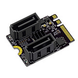 M2(A+E Key) to Dual Port SATA3.0 Expansion Card PCle 3.0 KEY A+E WIFI M.2 to SATA for NGFF 2230 SSD Adapter Card for PC Computer