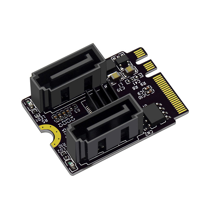 M2(A+E Key) to Dual Port SATA3.0 Expansion Card PCle 3.0 KEY A+E WIFI M.2 to SATA for NGFF 2230 SSD Adapter Card for PC Computer