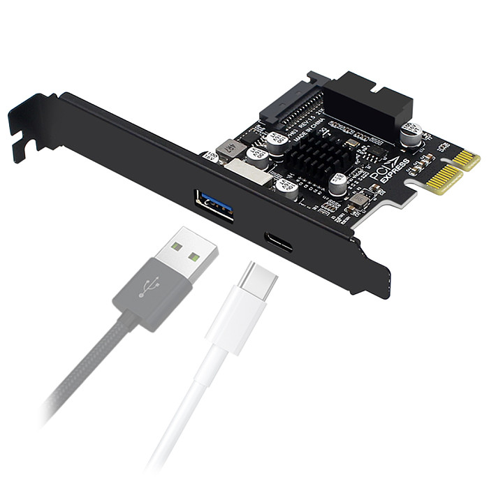 PCIE To USB3.0 Expansion Card Type-C 5Gbps Controller PCI-E Type E 19P20P Adapter Card SATA 15Pin Power Connector for PC Desktop
