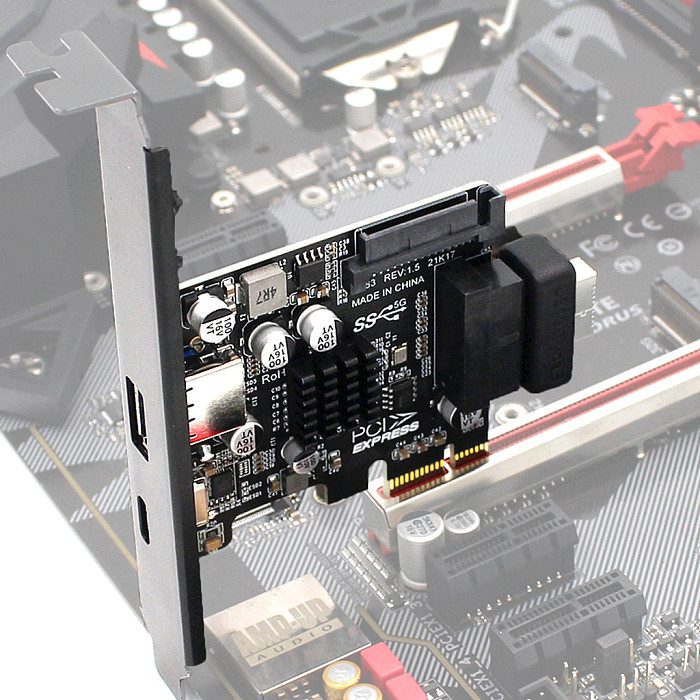 PCIE To USB3.0 Expansion Card Type-C 5Gbps Controller PCI-E Type E 19P20P Adapter Card SATA 15Pin Power Connector for PC Desktop
