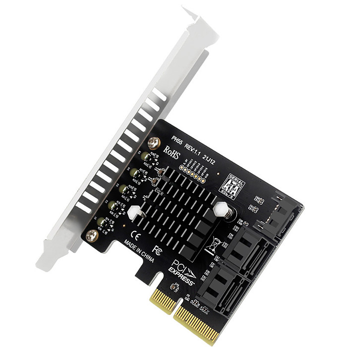 PCI-E to 5-Port SATA 3.0 III Expansion Card PCI-E X4 Controller Board Support 6Gbps PCI-E to SATA Adapter HUB for PC Computer