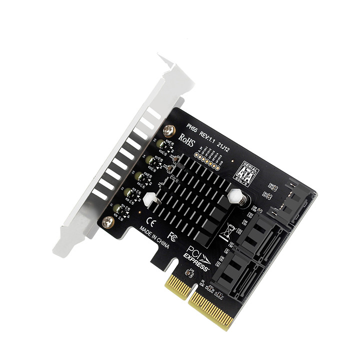 PCI-E to 5-Port SATA 3.0 III Expansion Card PCI-E X4 Controller Board Support 6Gbps PCI-E to SATA Adapter HUB for PC Computer