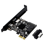 PCIE To USB3.0 Expansion Card Type-C 5Gbps Controller PCI-E Type E 19P20P Adapter Card SATA 15Pin Power Connector for PC Desktop